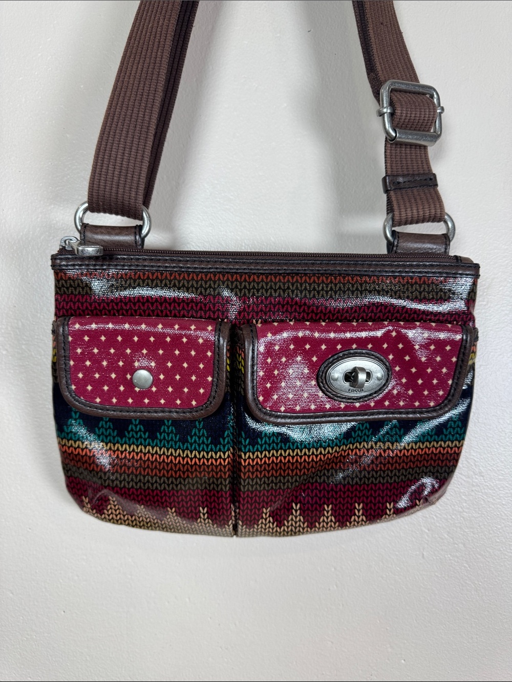Fossil Key Per Multicolor Crossbody Bag Boho Mixed Print
